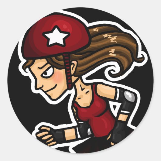 Sticker Rond Roller Derby Jammer rouge (Devant)