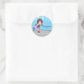 Sticker Rond Roller skate girl (Sac)