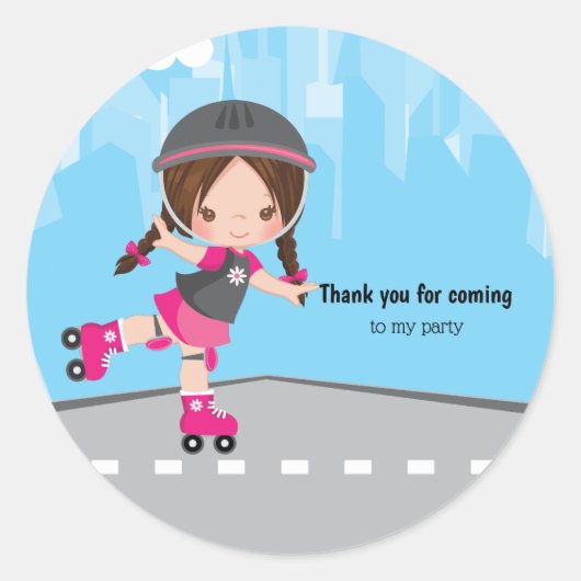 Sticker Rond Roller skate girl (Devant)
