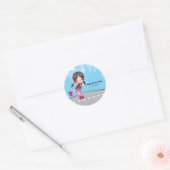 Sticker Rond Roller skate girl (Enveloppe)