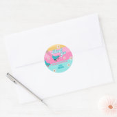 Sticker Rond Roller skate Retro Rainbow fête d'anniversaire (Enveloppe)