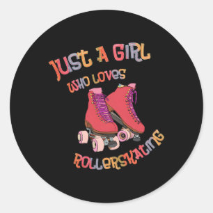Sticker Rond Roller Skates Juste Un Qui Aime Roller Skating Ska