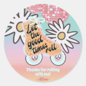 Sticker Rond Roller Skating Girls Anniversaire (Devant)