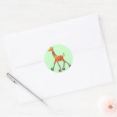 Sticker Rond Roller Sking Giraffe (Enveloppe)