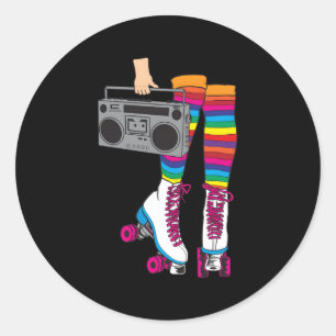 Sticker Rond Rollerskates 80'S Roller Disco Patinage