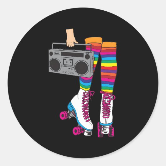Sticker Rond Rollerskates 80'S Roller Disco Patinage (Devant)