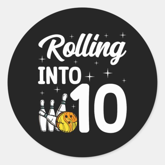Sticker Rond Rolling In 10 Bowling 10e anniversaire (Devant)