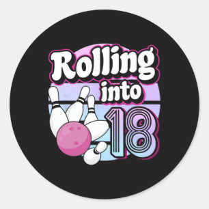 Sticker Rond Rolling In 18 Bowling 18th Birthday
