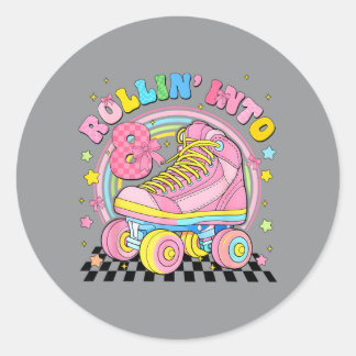 Sticker Rond Rolling Into 8 Roller Skate Coquette Eight