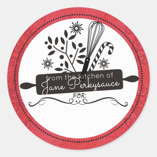 Sticker Rond Rolling pin whisk Noël de la cuisine de (Devant)