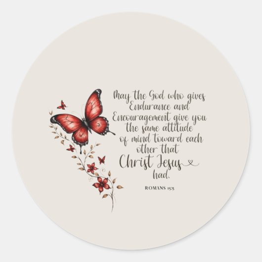 Sticker Rond Romains 15:5 Image de verset biblique (Devant)