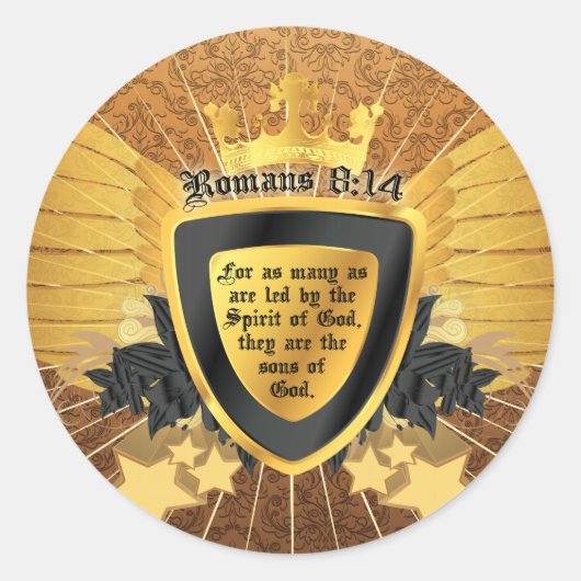 Sticker Rond Romains d'or 8:14, Fils de Dieu (Devant)