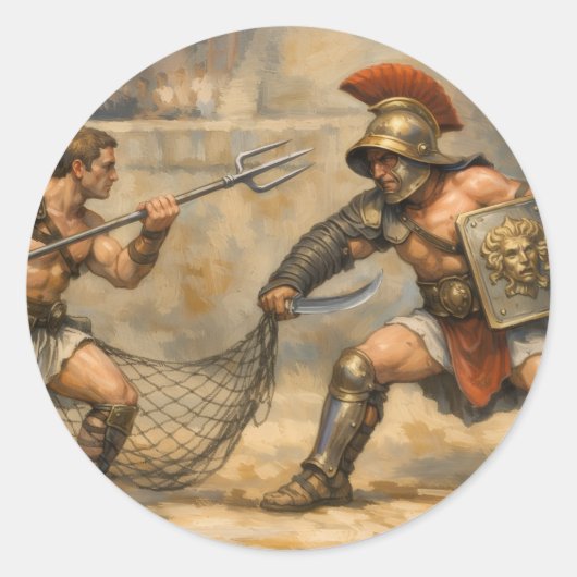Sticker Rond Roman Gladiator Duel  (Devant)