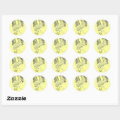 STICKER ROND ROMANCE, AMOUREUX ROMANTIQUES MONOGRAMME JAUNE NOI (Feuille)