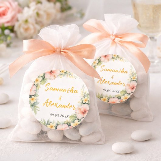 Sticker Rond Romance douce florale tropicale