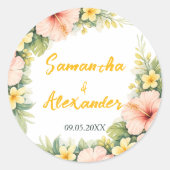 Sticker Rond Romance douce florale tropicale (Devant)