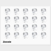 STICKER ROND ROMANCE /ROMANTIQUE AMATEURS DE MONOGRAMME BLANC N (Feuille)