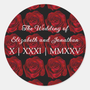 Sticker Rond Romance Sombre Mariage Gothique Rose Moody