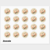 Sticker Rond Romance Tatée, Chic De Pêche Shabby (Feuille)