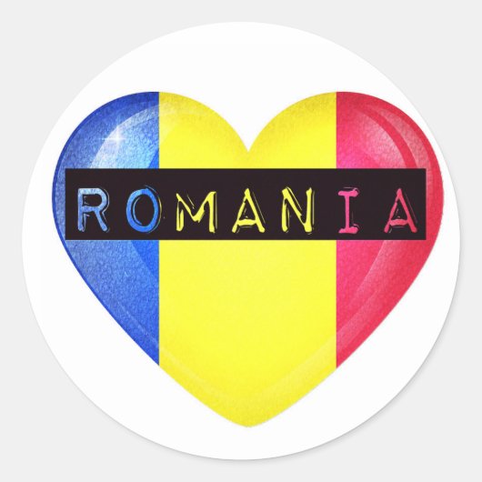 Sticker Rond Romania Heart (Devant)