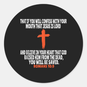Sticker Rond Romans 10_9 Versets de la Bible Débardeur de l'écr