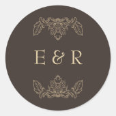 Sticker Rond Romantic Baroque Ornate Frame Wedding (Devant)