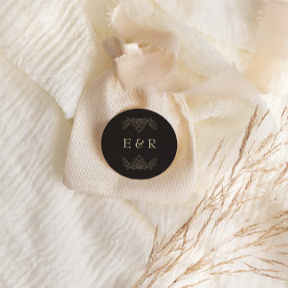 Sticker Rond Romantic Baroque Ornate Frame Wedding