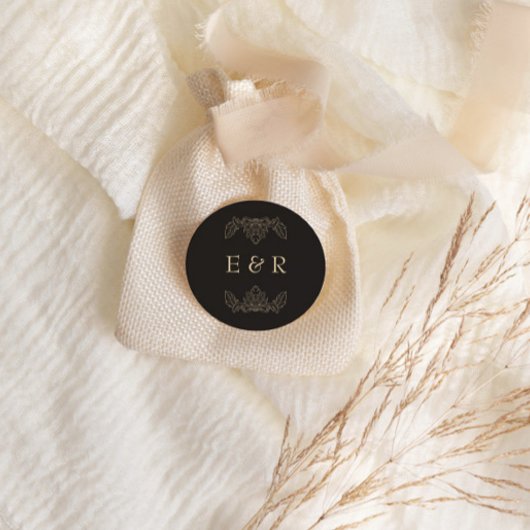 Sticker Rond Romantic Baroque Ornate Frame Wedding