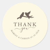 Sticker Rond Romantic Birds Classic Wedding Thank You (Devant)