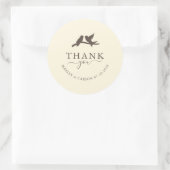 Sticker Rond Romantic Birds Classic Wedding Thank You (Sac)