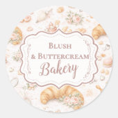 Sticker Rond Romantic Blush Croissant Bakery Business (Devant)