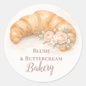 Sticker Rond Romantic Blush Croissant Bakery Business (Devant)