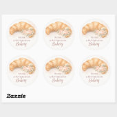 Sticker Rond Romantic Blush Croissant Bakery Business (Feuille)