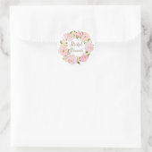 Sticker Rond Romantic Blush Pink Peonies Wreath Bridal Brunch (Sac)