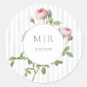 Sticker Rond Romantic Chic French Rose Botanical Wedding (Devant)