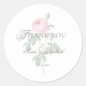 Sticker Rond Romantic Chic French Rose Botanical Wedding (Devant)