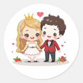 Sticker Rond Romantic Fairy Tale Mariage - Chibi Art (Devant)