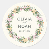 Sticker Rond Romantic floral wreath wedding (Devant)
