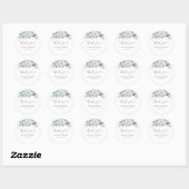 Sticker Rond Romantic Light Blue Floral Wedding (Feuille)