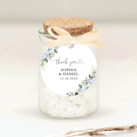 Sticker Rond Romantic Light Blue Floral Wedding