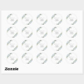 Sticker Rond Romantic Light Blue Floral Wedding (Feuille)