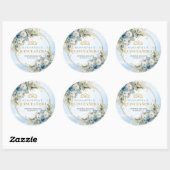 Sticker Rond Romantic Pale Blue Gold Eucalyptus 15th Birthday  (Feuille)