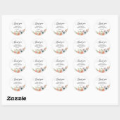 Sticker Rond Romantic Peach Floral Bridal Shower (Feuille)