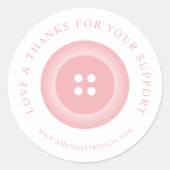 Sticker Rond Romantic Pink Button Love & Thanks Quote (Devant)