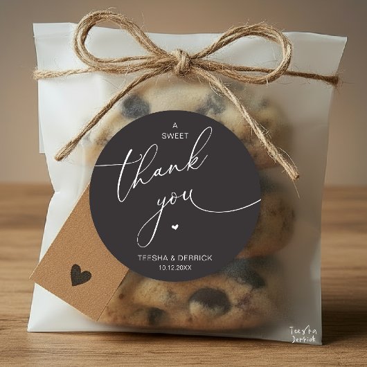 Sticker Rond Romantic Wedding A Sweet Thank You Cookies