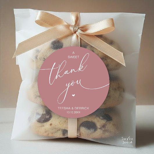 Sticker Rond Romantic Wedding A Sweet Thank You Cookies