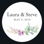 Sticker Rond Romantic Wedding Flower Wedding Design<br><div class="desc">Sticker with a Romantic Wedding Flower Monogram Design for all the elements of your wedding that you want to te décore with it.</div>