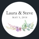 Sticker Rond Romantic Wedding Flower Wedding Design<br><div class="desc">Sticker with a Romantic Wedding Flower Monogram Design for all the elements of your wedding that you want to te décore with it.</div>