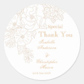 Sticker Rond Romantic Wedding Peonies Delicate Ivory (Devant)