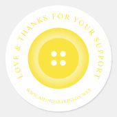 Sticker Rond Romantic Yellow Button Love & Thank (Devant)